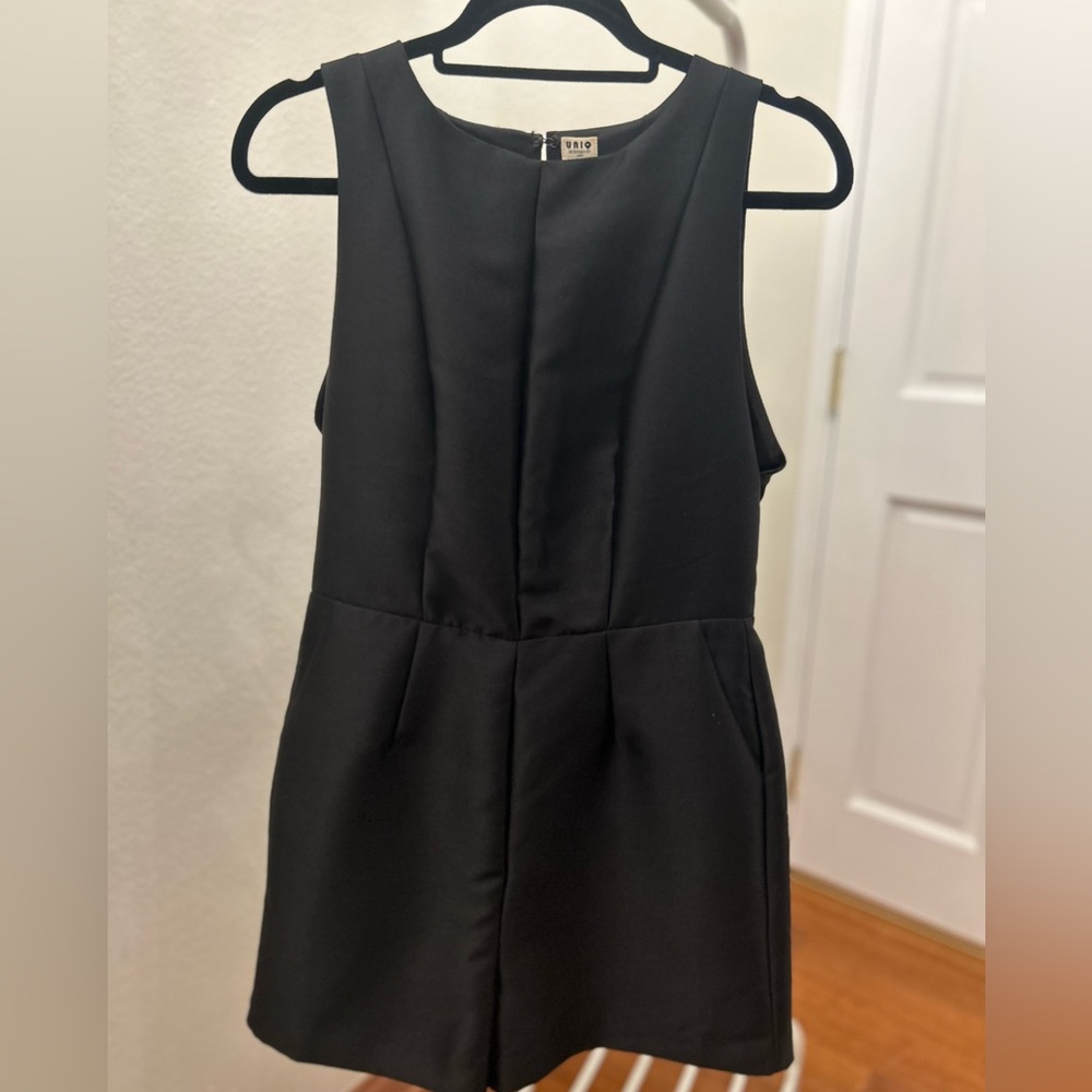 Black sleeveless romper
